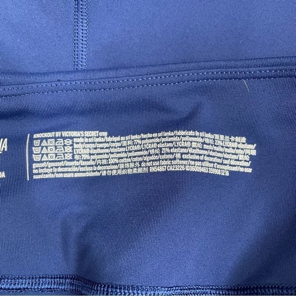 Victoria's Secret Sport Knockout Crop Navy Blue Mesh Panels Size Large - Picture 5 of 5